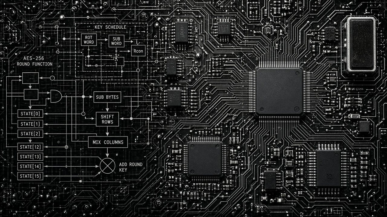 Close-up of a hardware security circuit board